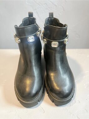 torrid Black Jeweled Strap Chelsea Chunky Ankle Booties